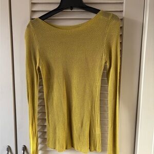 Chartreuse Long Sleeve Knit Top - Mesh Knit